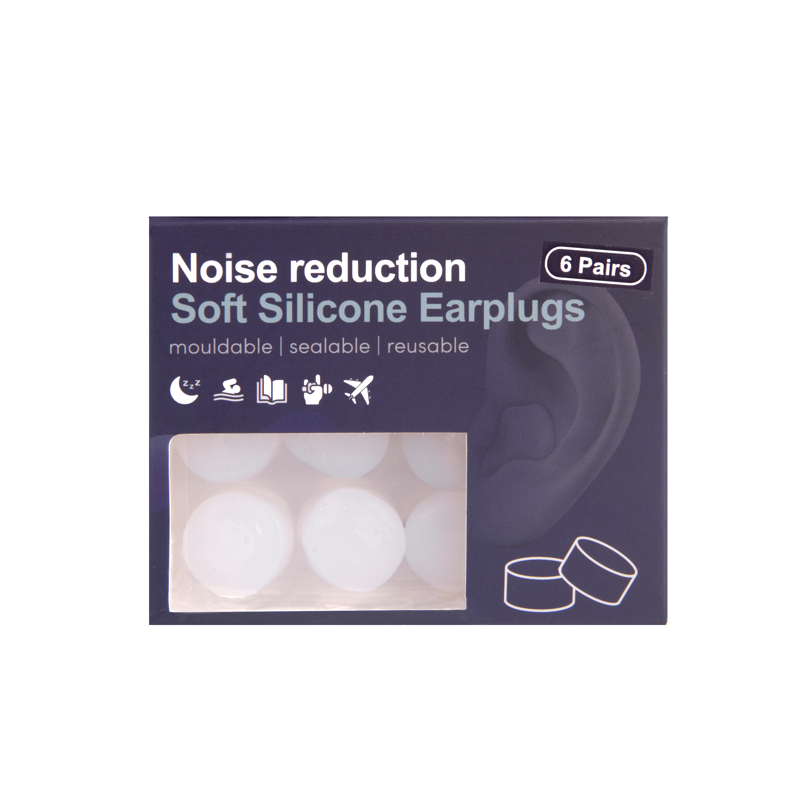 Noise Reduction Soft Silicon Earplugs(6-Pairs)